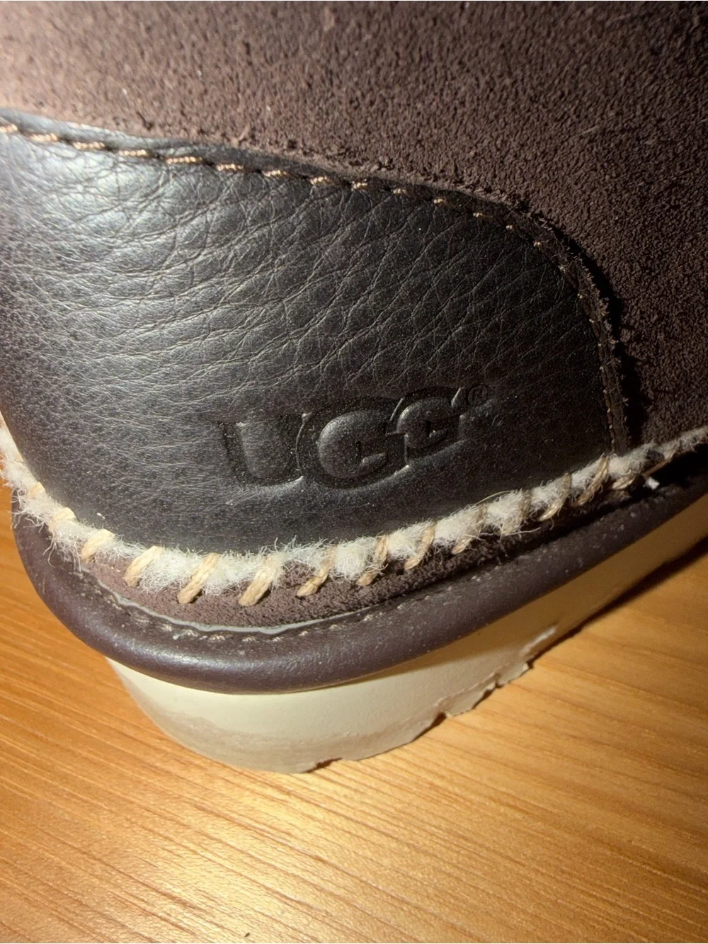 UGG Men's Dark Brown Suede Chukka Boots with Shearling Trim